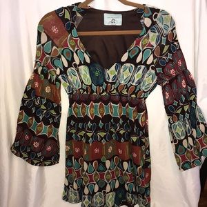 Judith March bell sleeve 70s dress